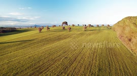 Aerial view of traditional italian landscape in Lazio near Rome