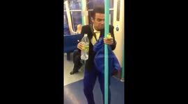 Crazy drunk man in London Underground