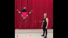 9 yr old girl stuns cirque du Soleil artist