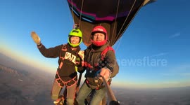 Couple celebrates Valentine's Day by leaping from hot air balloon