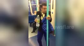 Newsflare Edit - Crazy drunk man in London Underground