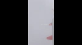 Airplane landing in fog