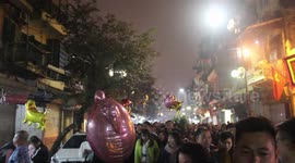 People coming back from the fireworks - Chinese New Year