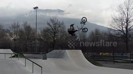 Guy on BMX painful crash on backflip attempt