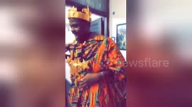 Black Phanter moviegoers dress up with traditional clothing in Ghana