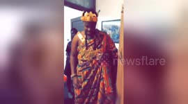 Black Phanter moviegoers dress up with traditional clothing in Ghana