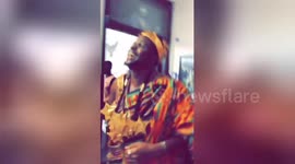 Moviegoers attend Black Panther Premier in traditional African clothing