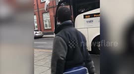 National Express driver facing sack after shocking footage shows him dragging a passenger off his coach by her legs
