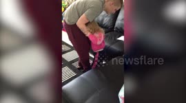 A four-year-old left 'like a newborn' thanks to a deadly brain virus has re-learned to walk and talk - thanks to her baby brother