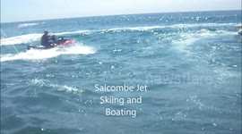 Salcombe Boating accident RIB, speed boat beaches hitting swimmer.