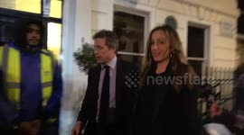 Cameraman falls over while filming Hugh Grant at pre-Bafta Awards party
