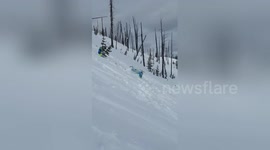 Snowmobile rider gets taken out by own sled
