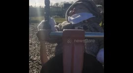 Baby's 1st time in swing