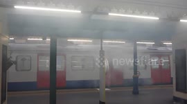 Tube Train on fire at South Kensington Tube Station in London 8th November 2013