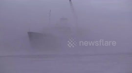 'Ghost ship' seen on foggy day on the Welland Canal at Port Colborne, Ontario