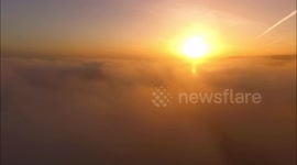 Drone captures beautiful ocean fog at Castlerock beach, Northern Ireland