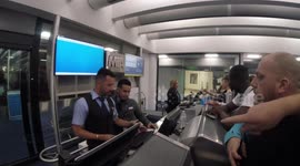 Conversation at airline desk