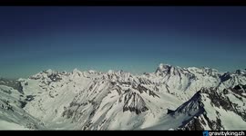 Drone footage from completely snowed-in Swiss Alps