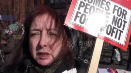 Protesters gather in east London Market Square against private private developers