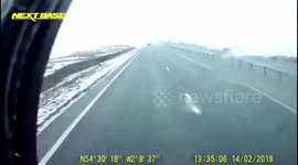 Merc nearly looses control on ice A66