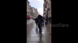 Snow flurries in Oxford Circus