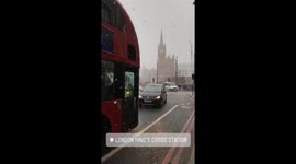 Snow in Kings Cross this morning