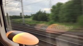 Speeding through the English countryside on the West Coast mainline