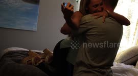Dad-to-be overcome with emotion as wife reveals pregnancy