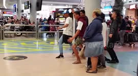 Cool  Haka  greeting at  Auckland,  New Zealand airport