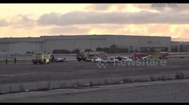 Plane Emergency landing on airport