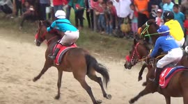 Traditional Indonesian horse races include jockeys aged 9 to 15