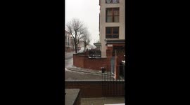 Snow is going in all directions.