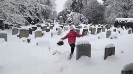 Children playing in the snow Staplehurst Kent