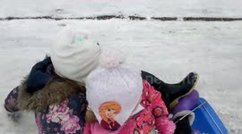 Kids sledging in Kent