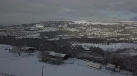 Drone footage of snow in Greater Manchester