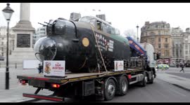 Lancaster Bomber cockpit seen 'driving' around central London