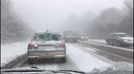 Snow driving home Cornwall