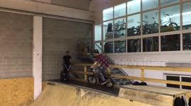 BMX rider falls super hard on ramp during stunt
