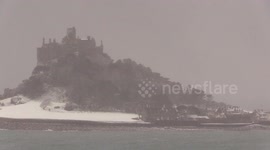 Beautiful blizzard shrouds Cornwall landmark