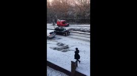 Black cab driving on wrong side of road