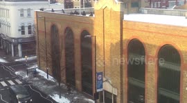 Moving target! Naughty kids try to down cyclist with snowballs