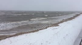 Snow storm comes across Cleethorpes Beach