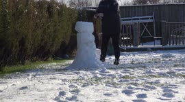 blowing up a snow man