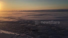 Sunrise at Channel Islands airport shut down by snow