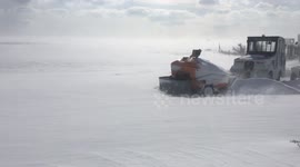 Alderney Airport caught in the Snow