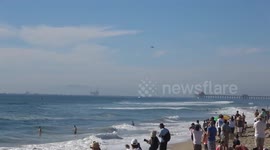 F-18 goes supersonic in Huntington Beach