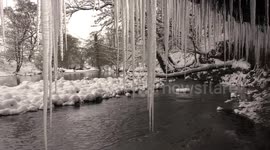 Beautiful 10-ft icicles form in Cumbria riverside