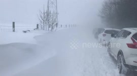 Road blocked due to snow drifts