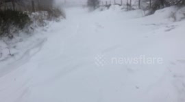Walking in snow on the Pennines in Lancashire