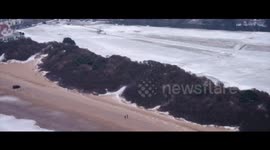 Beast from the East: Aerial view over Weston-super-Mare